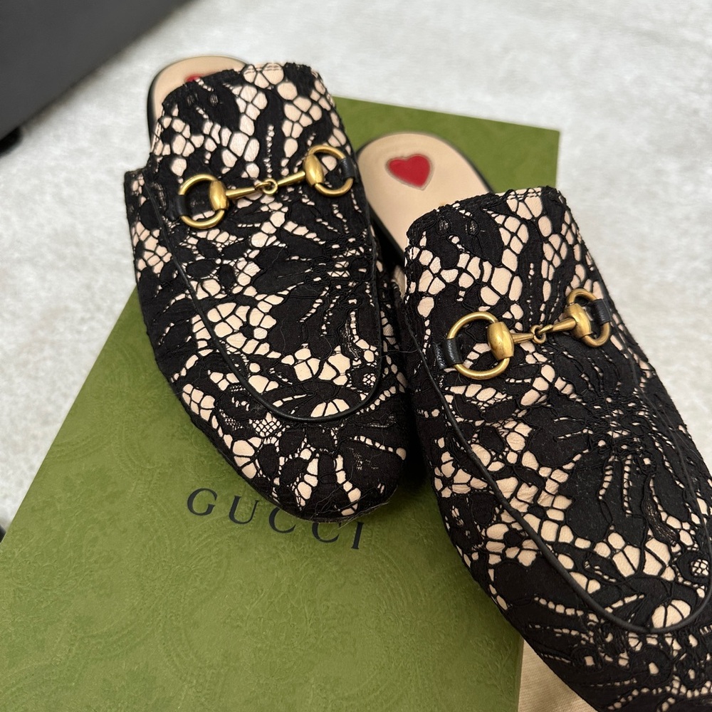 Gucci Women's Black Lace Loafers